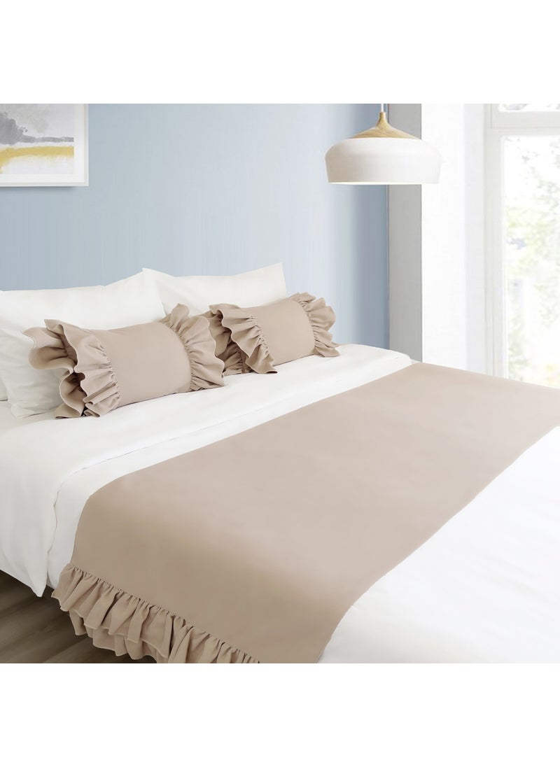 Ritmo Home Bed Runner & Stuffed Throw Pillow Set with Ruffles  - Image 1