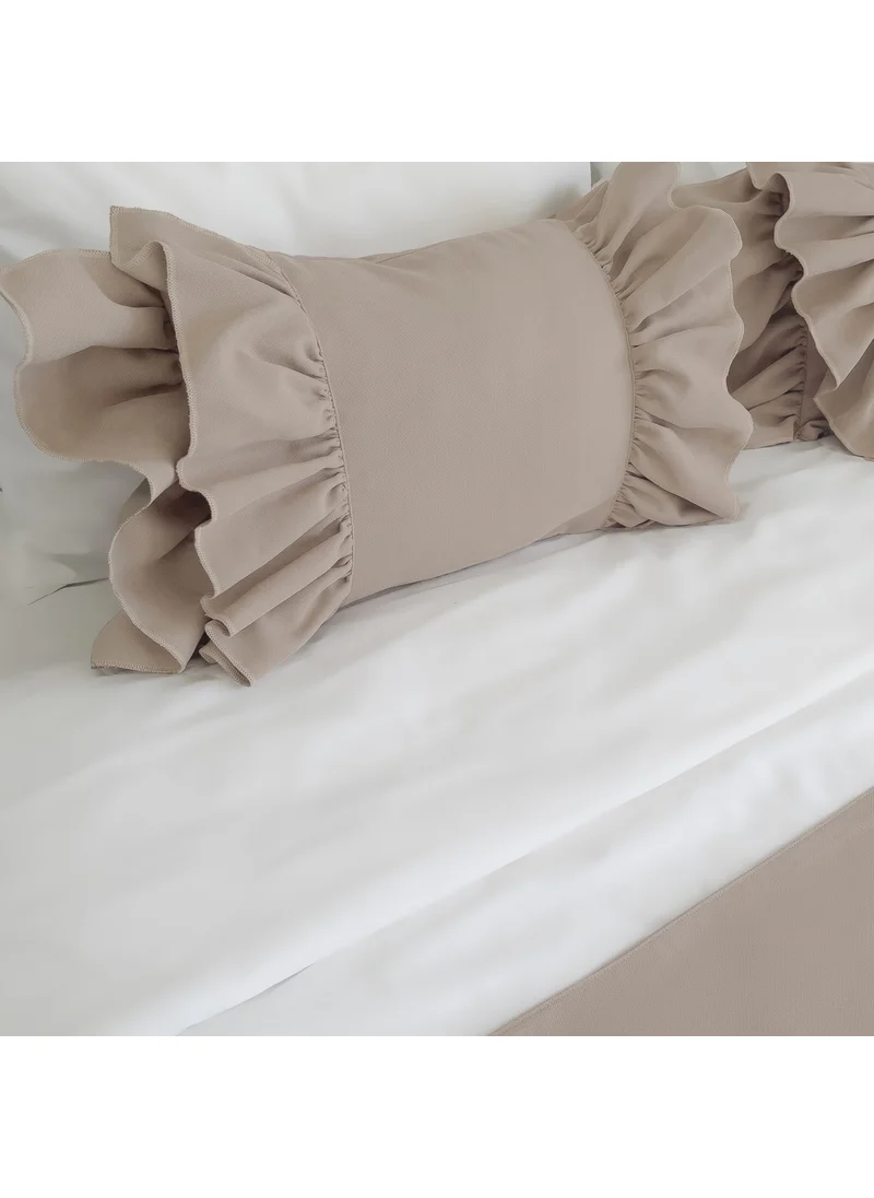Ritmo Home Bed Runner & Stuffed Throw Pillow Set with Ruffles
