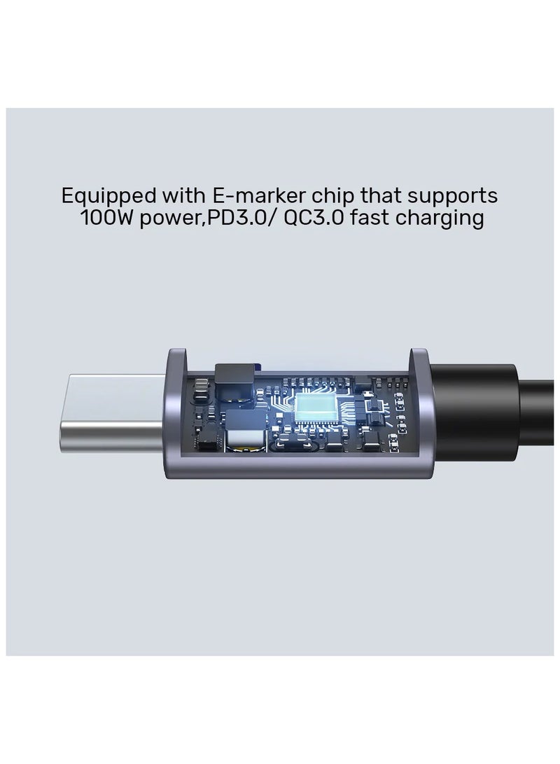 UNITEK كابل Unitek C14123BK USB-C إلى USB-C، 90 درجة، على شكل حرف L، شحن PD 100 وات، أسود. - Image 3