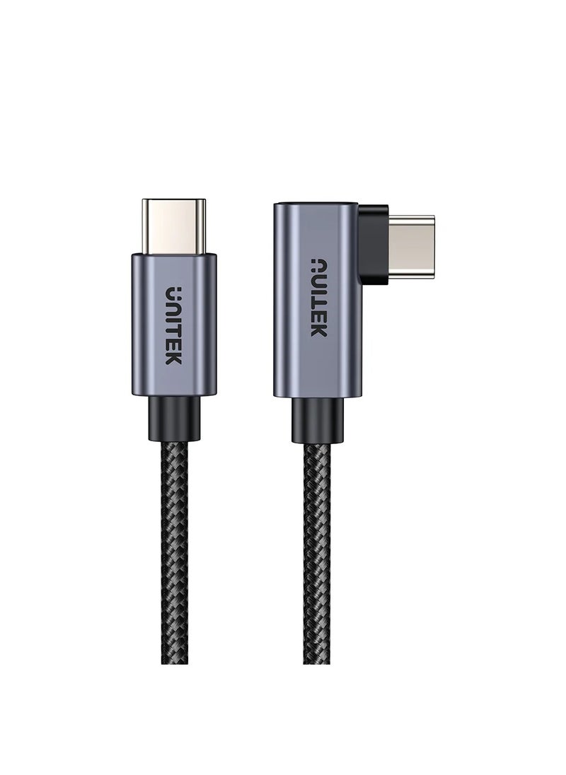 UNITEK كابل Unitek C14123BK USB-C إلى USB-C، 90 درجة، على شكل حرف L، شحن PD 100 وات، أسود.  - Image 3