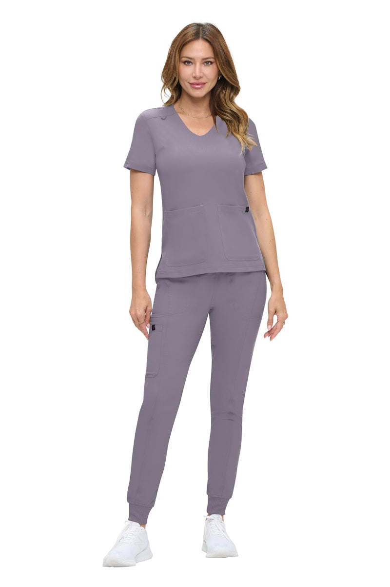 Natural Uniforms Womens Ultra-Soft Luxe Stretch Jogger Scrub Set with Regular and Petite Sizes (Charcoal, Large) - Image 5