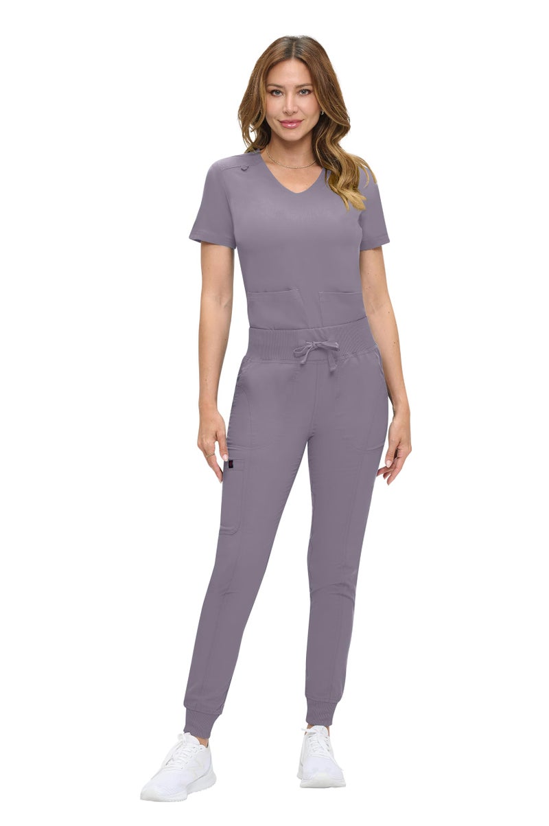 Natural Uniforms Womens Ultra-Soft Luxe Stretch Jogger Scrub Set with Regular and Petite Sizes (Charcoal, Large) - Image 1