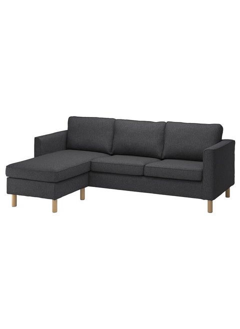 Cover For 3-Seat Sofa, With Chaise Longue/Gunnared Dark Grey