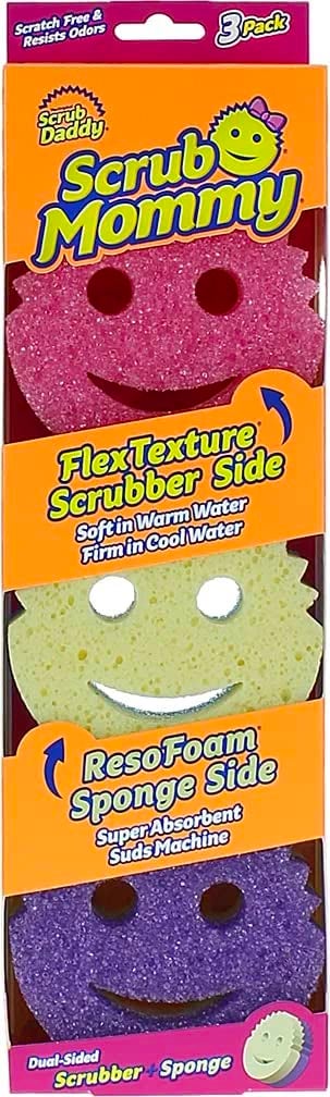 Scrub Daddy Scrub Daddy Scrub Mommy Sponges  Dish Scrubber  NonScratch Cleaning Sponges Kitchen Bathroom  MultiSurface Safe  Stain  Odor Resistant DualSided Dish Sponges for Scrubbing 3 Count