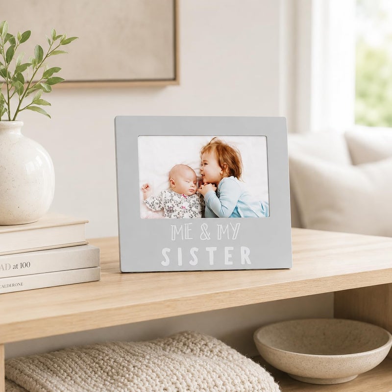 pearhead Me & My Sister Sentiment Photo Frame, Big Sister or Brother Gift, Sibilng Pictures, Gray - Image 3
