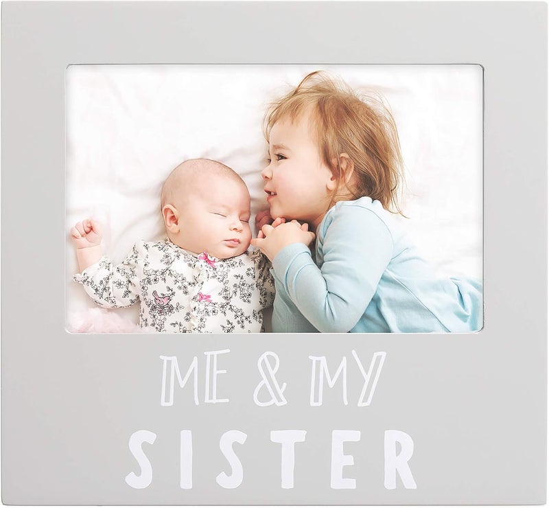 pearhead Me & My Sister Sentiment Photo Frame, Big Sister or Brother Gift, Sibilng Pictures, Gray - Image 1
