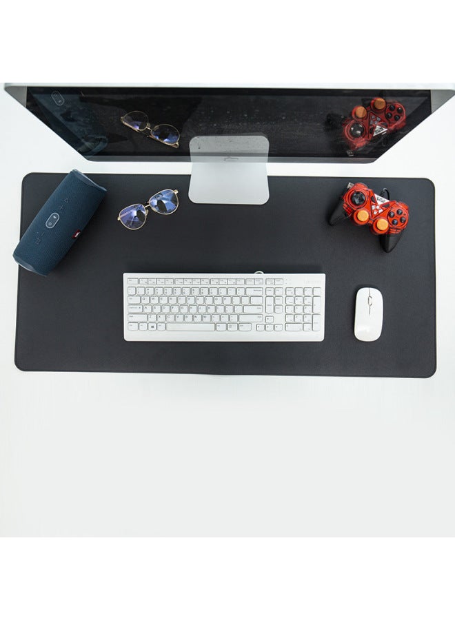 Computer Mouse Pad Oversized Office Desk Pad Writing Pad Waterproof Leather Mouse Pad Printed Logo-Color:90*45 【waterproof And Stain-proof, Easy To Clean】-Pattern:Single Sided Black - Image 1