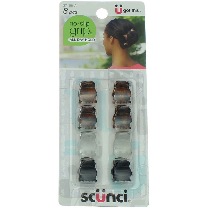 Scunci Noslip Grip Mini Oval Top Jaw Clips 8 Count