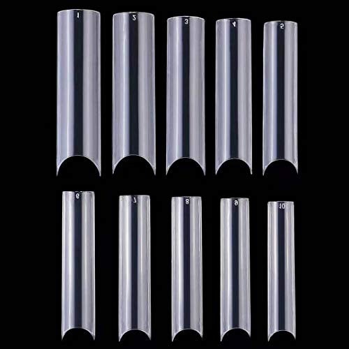 YIMART Long C Curve False Nail Tips - 500pcs XL C Curve Fake Nails Extra Long Tips Premium Square French Acrylic Nails Salon (Clear) - Image 1