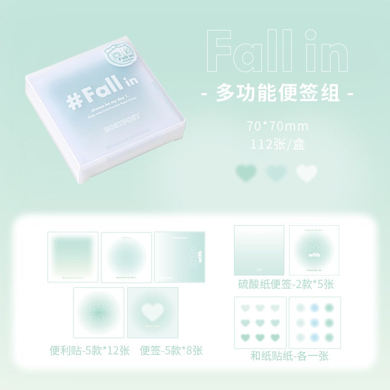 Rosyposy Soft Fall In Multifunctional Notes Blush Blue Purple Green Ins Gradient Sulfuric Acid Paper Notes - Image 1