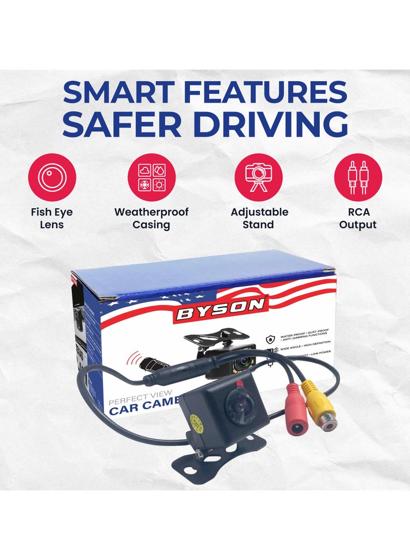 BYSON Square Rear Camera with Fish Lens and Adjustable Stand - Wide Angle CVBS Output, Weather-Resistant Build, Clear Viewing, Easy Installation for Parking and Safety Assistance - Image 2