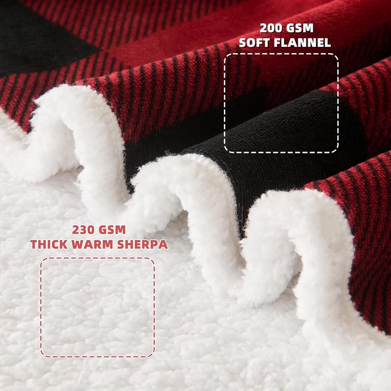 IFNOW Sherpa Wearable Blanket with Sleeves for Women Men Adults, Cozy Wearable Blanket with Arm and Pocket, Warm Full Body TV Wrap Throw blanket, Soft Robe Blanket as Gifts for Mom Wife, Plaid - Image 5