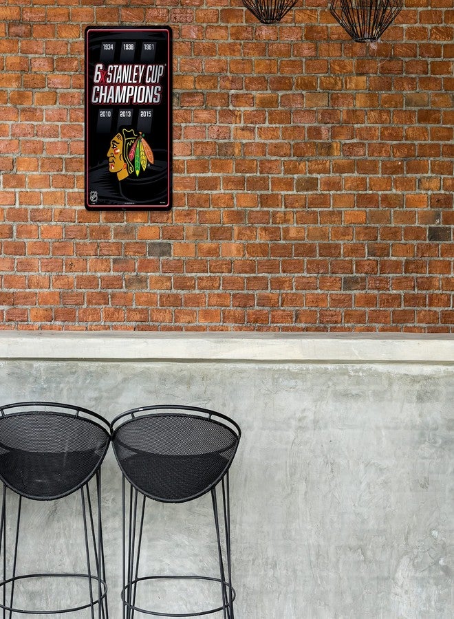 ريكو إندستريز لوحة معدنية كبيرة من شركة ريكو إندستريز، تحمل شعار فريق شيكاغو بلاك هوكس، بطل دوري الهوكي الوطني، مقاس 11 × 17 بوصة، لون فضي، تُستخدم كديكور منزلي. - Image 2