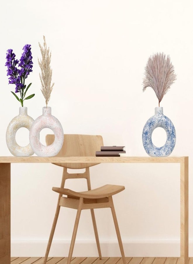 Crazy Sutra Sukoon by Crazy Sutra Beautiful Ceramic Vases Flower Planters Ring Shape Unique Quality Home Decor Center Table Bedroom Side Corner Decoration - Set of 3 - Image 4