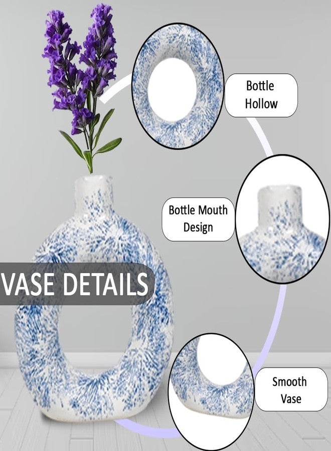 Crazy Sutra Sukoon by Crazy Sutra Beautiful Ceramic Vases Flower Planters Ring Shape Unique Quality Home Decor Center Table Bedroom Side Corner Decoration - Set of 3 - Image 2