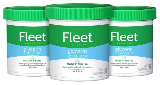 Fleet تحاميل الجلسرين الملينة لعلاج الإمساك عند البالغين، 50 تحاميل، عبوة من 3 قطع - Image 1