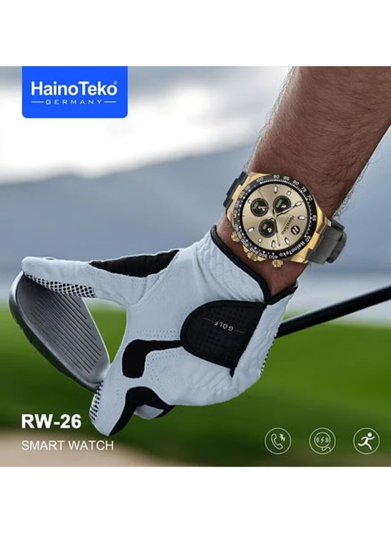 Haino Teko RW 26 Round Smartwatch for Men | Stylish King Bracelet, Wireless Charger, Fitness & Health Tracking | Elegant Design with Heart Rate & Sleep Monitor | Ideal for Daily Wear | Compatible with iOS & Android - Image 3