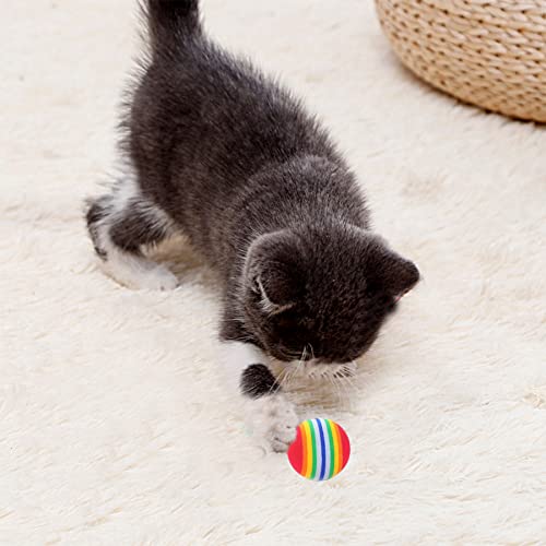PET SHOW 50pcs 1.38" Cat Toy Balls Interactive for Indoor Cats Red Rainbow Soft EVA Foam Kittens Favorite Toys 35mm Dia. Small Dogs Puppies Toy Balls Bulk Activity Chase Quiet Play Sponge Ball - Image 2