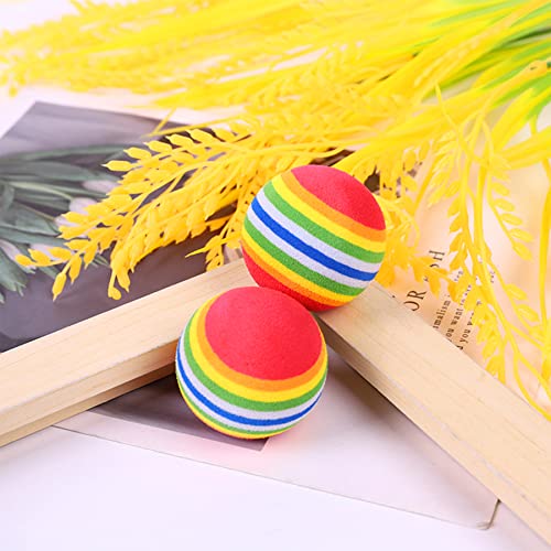 PET SHOW 50pcs 1.38" Cat Toy Balls Interactive for Indoor Cats Red Rainbow Soft EVA Foam Kittens Favorite Toys 35mm Dia. Small Dogs Puppies Toy Balls Bulk Activity Chase Quiet Play Sponge Ball - Image 4