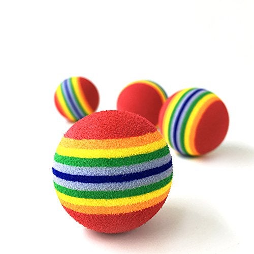 PET SHOW 50pcs 1.38" Cat Toy Balls Interactive for Indoor Cats Red Rainbow Soft EVA Foam Kittens Favorite Toys 35mm Dia. Small Dogs Puppies Toy Balls Bulk Activity Chase Quiet Play Sponge Ball - Image 3