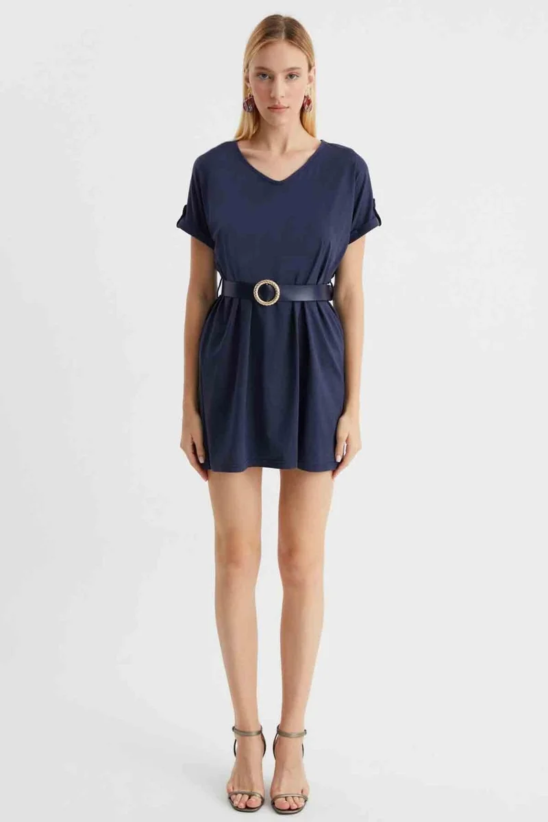 الكسندر جاردي Alexandergardi V-Neck Belted Tunic-Dress (B22-49300)