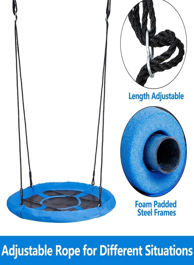 SUPER DEAL 40 Inch Tree Swing, Outdoor Kids Flying Saucer Swing, 800lbs Weight Capacity Waterproof Textilene Fabric Durable Steel Frame with Adjustable Hanging Ropes for Playground, Backyard, Blue - Image 3