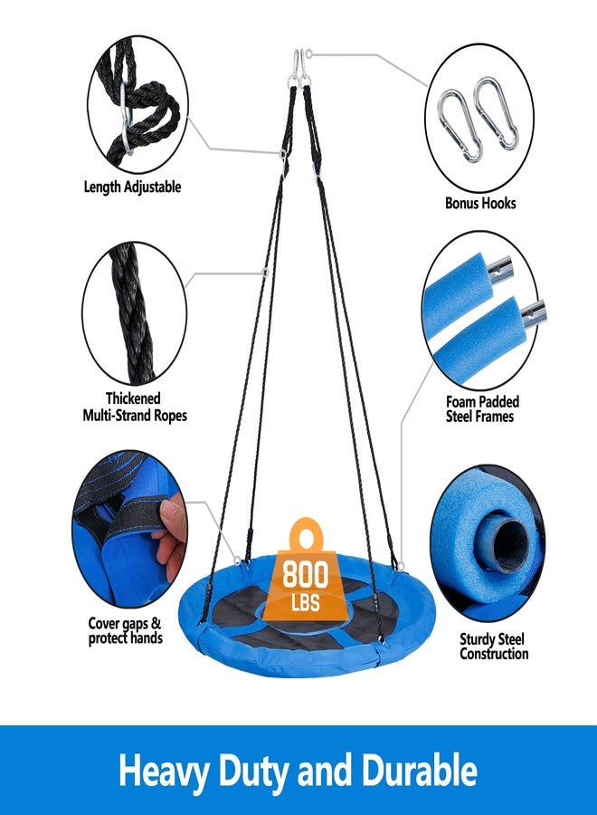 SUPER DEAL 40 Inch Tree Swing, Outdoor Kids Flying Saucer Swing, 800lbs Weight Capacity Waterproof Textilene Fabric Durable Steel Frame with Adjustable Hanging Ropes for Playground, Backyard, Blue - Image 2