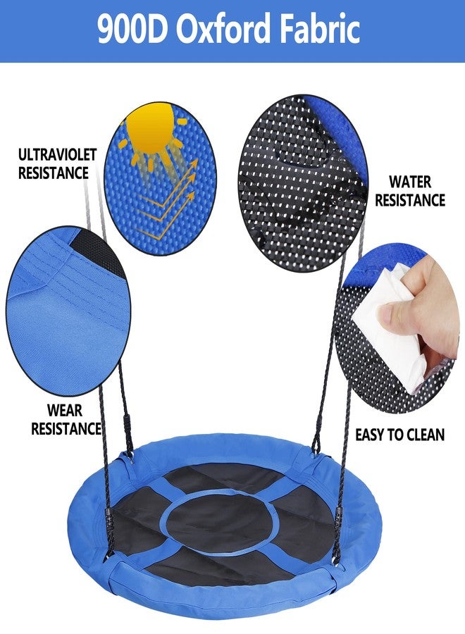 SUPER DEAL 40 Inch Tree Swing, Outdoor Kids Flying Saucer Swing, 800lbs Weight Capacity Waterproof Textilene Fabric Durable Steel Frame with Adjustable Hanging Ropes for Playground, Backyard, Blue - Image 4
