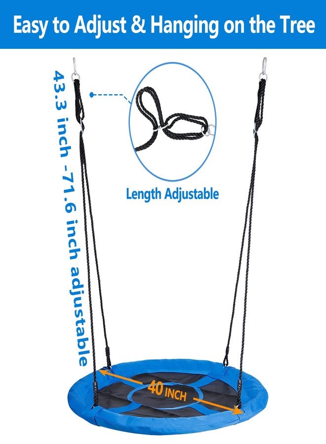SUPER DEAL 40 Inch Tree Swing, Outdoor Kids Flying Saucer Swing, 800lbs Weight Capacity Waterproof Textilene Fabric Durable Steel Frame with Adjustable Hanging Ropes for Playground, Backyard, Blue - Image 5
