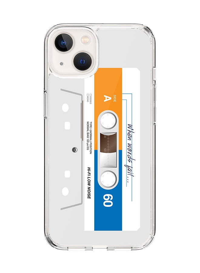 Classic Clear for Apple iPhone 14 Case Hybrid Soft Cover Flexible Edges Anti Drop TPU PC Gel Thin Transparent Cover [ Designed for Apple iPhone 14 ] - When Words Fail (White Tape)