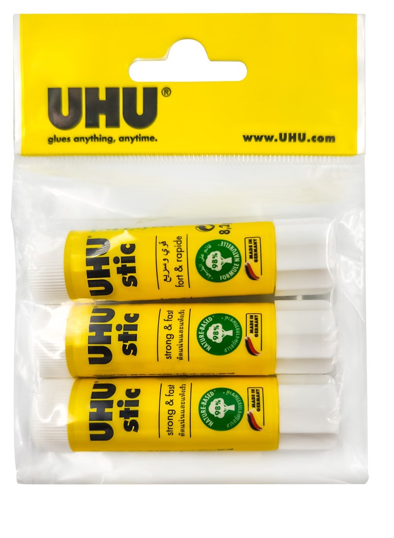 UHU STIC, The Proven Glue Stick - Glues strongly, quickly and permanently, without solvent, 8.2g, Set of 3, White - Image 2