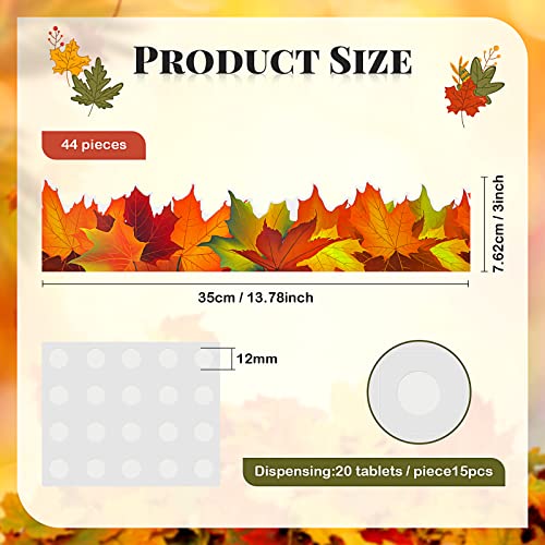 Leinuosen 50.5 ft Fall Bulletin Board Borders Maple Leaves Shape Die-Cut Bulletin Board Strips Colorful Autumn Leaf Trim with 20 Sheets Glue Point Dots for Fall Harvest Thanksgiving Classroom Decor - Image 2