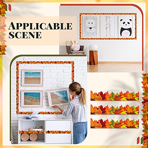 Leinuosen 50.5 ft Fall Bulletin Board Borders Maple Leaves Shape Die-Cut Bulletin Board Strips Colorful Autumn Leaf Trim with 20 Sheets Glue Point Dots for Fall Harvest Thanksgiving Classroom Decor - Image 5