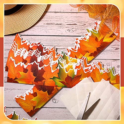 Leinuosen 50.5 ft Fall Bulletin Board Borders Maple Leaves Shape Die-Cut Bulletin Board Strips Colorful Autumn Leaf Trim with 20 Sheets Glue Point Dots for Fall Harvest Thanksgiving Classroom Decor - Image 3
