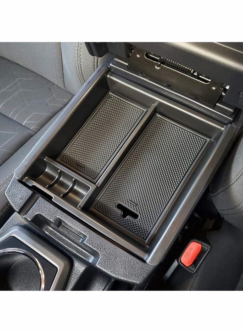 Excefore Center Console Accessory Organizer Compatible with Toyota Tacoma 2016 2017 2018 2019 2020 2021 2022, ABS Material Armrest Box Insert Tray (Black Trim) - Image 1