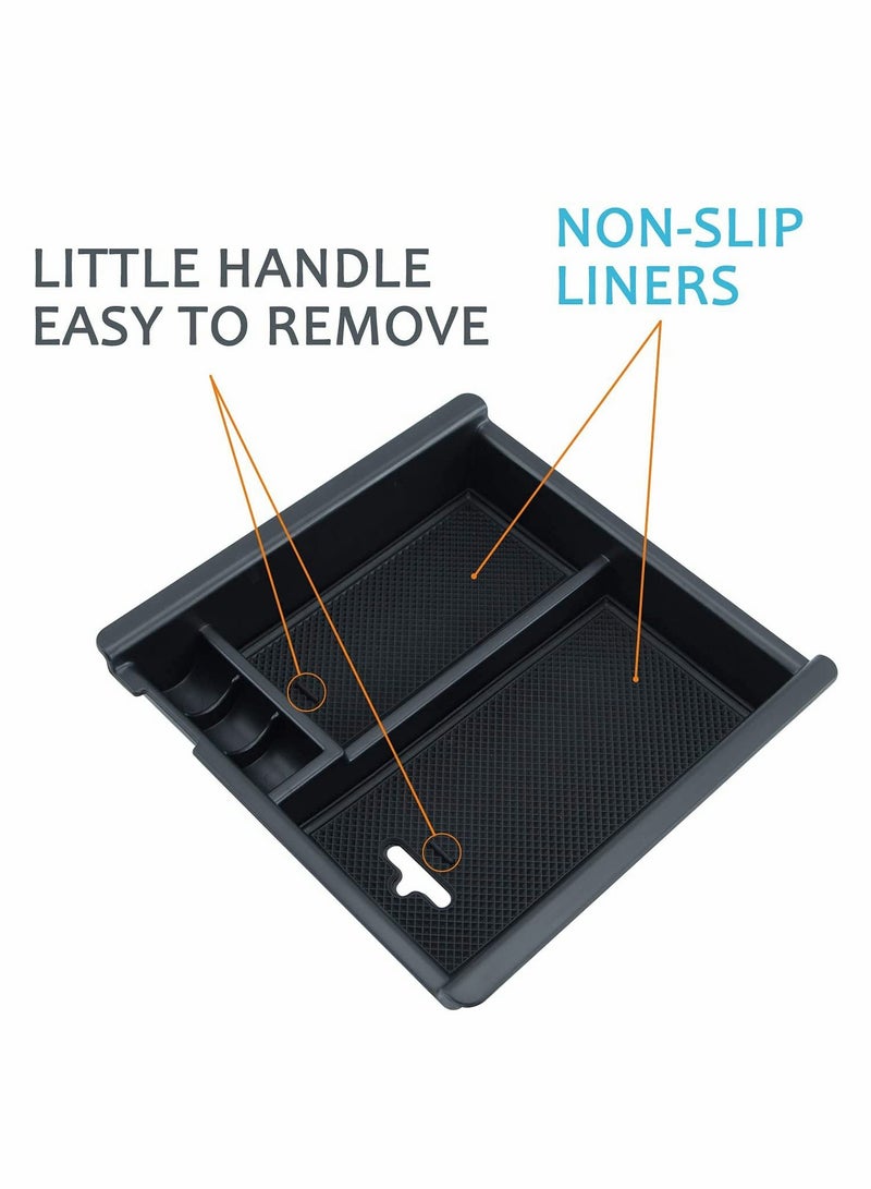 Excefore Center Console Accessory Organizer Compatible with Toyota Tacoma 2016 2017 2018 2019 2020 2021 2022, ABS Material Armrest Box Insert Tray (Black Trim) - Image 3