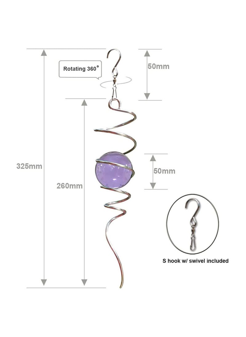 Y&D - Tail Spinner Stabilizer, Spiral Purple Gazing Ball with Swivel Hook 11inch Stainless Steel and 2 inch Glass Orb, Indoor Outdoor Decoration - Image 1