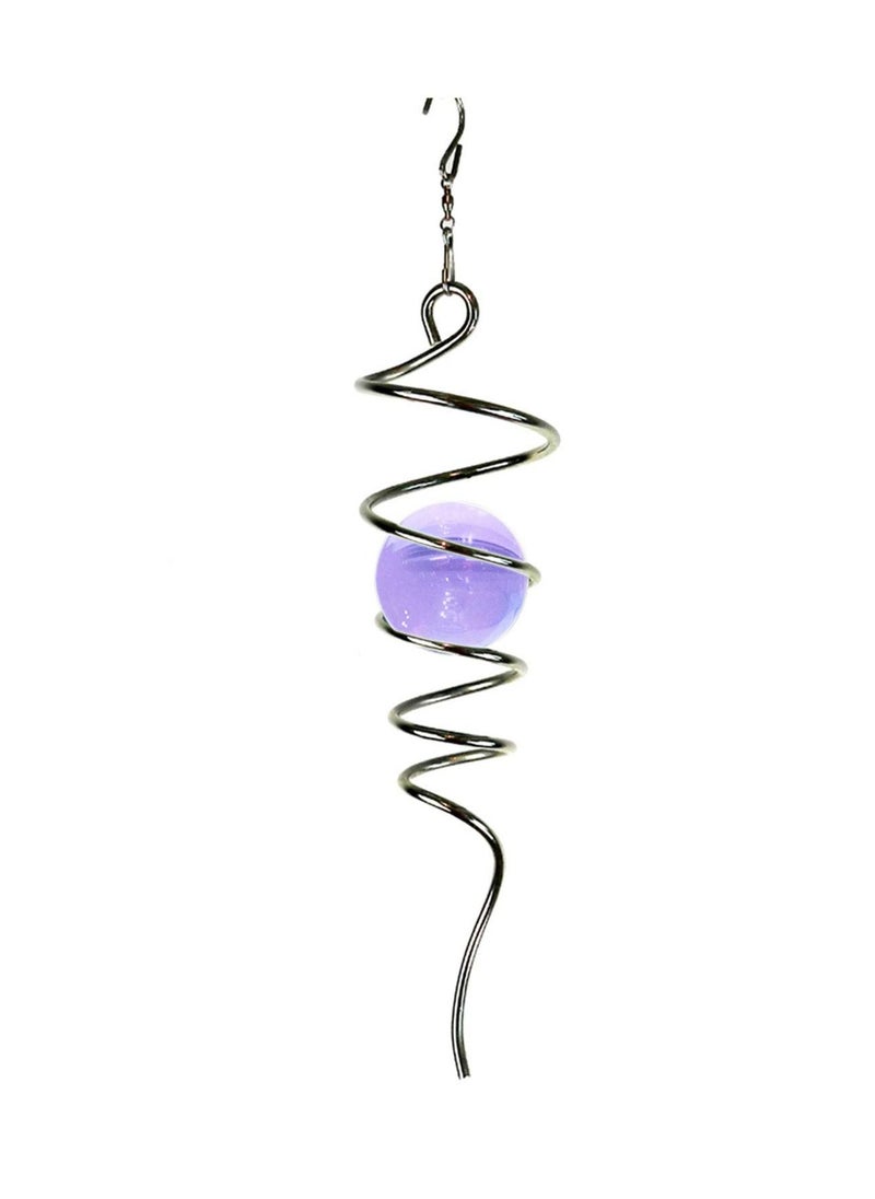 Y&D - Tail Spinner Stabilizer, Spiral Purple Gazing Ball with Swivel Hook 11inch Stainless Steel and 2 inch Glass Orb, Indoor Outdoor Decoration - Image 1