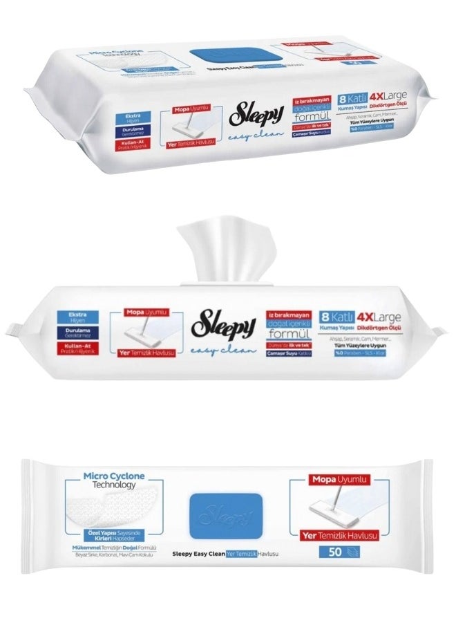 Sleepy Easy Clean - Mop Compatible Multi-Surface Cleaning Wipes, Bleach & Blue Pine Fragrance Additive Extra Large 50 Wipes (For Marble, Wood, and All Floor Types) - Image 1