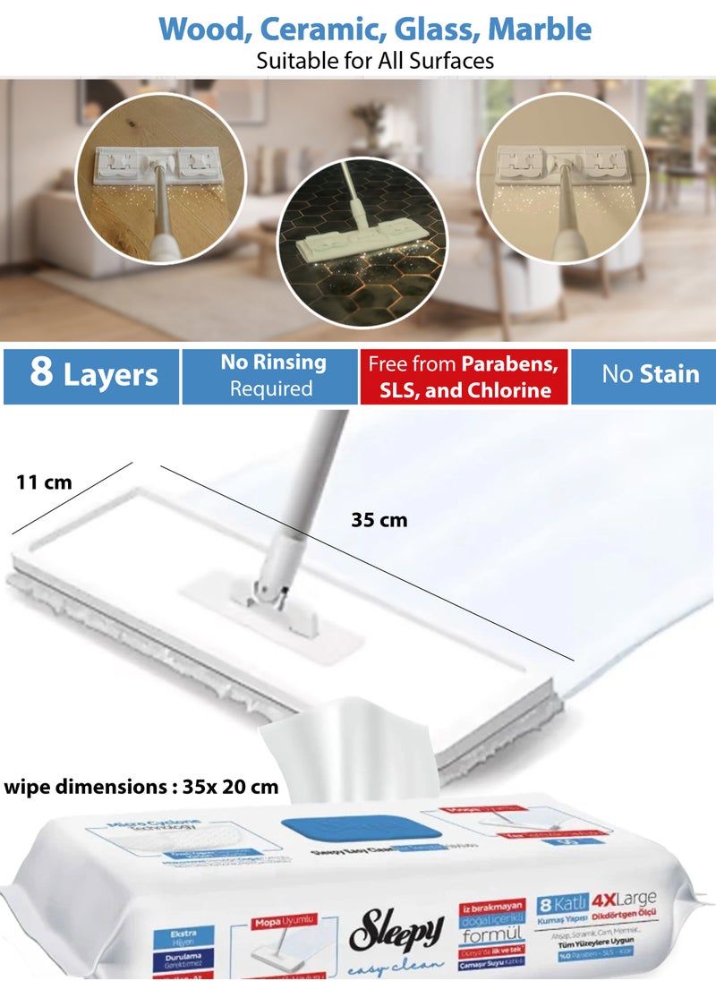 Sleepy Easy Clean - Mop Compatible Multi-Surface Cleaning Wipes, Bleach & Blue Pine Fragrance Additive Extra Large 50 Wipes (For Marble, Wood, and All Floor Types) - Image 1