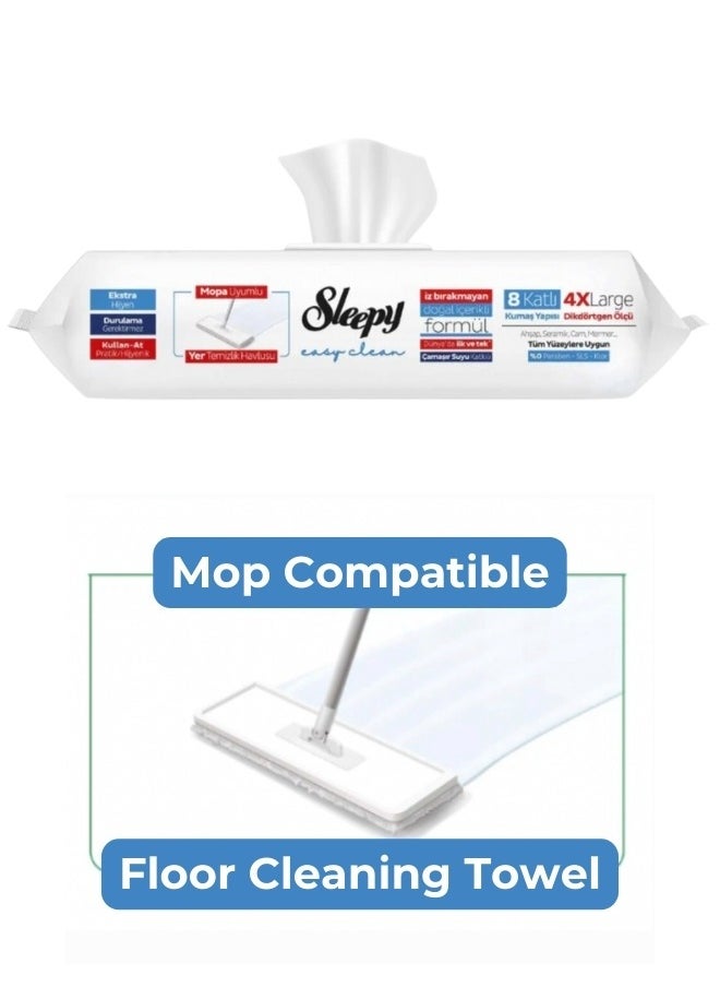 Sleepy Easy Clean - Mop Compatible Multi-Surface Cleaning Wipes, Bleach & Blue Pine Fragrance Additive Extra Large 50 Wipes (For Marble, Wood, and All Floor Types) - Image 1