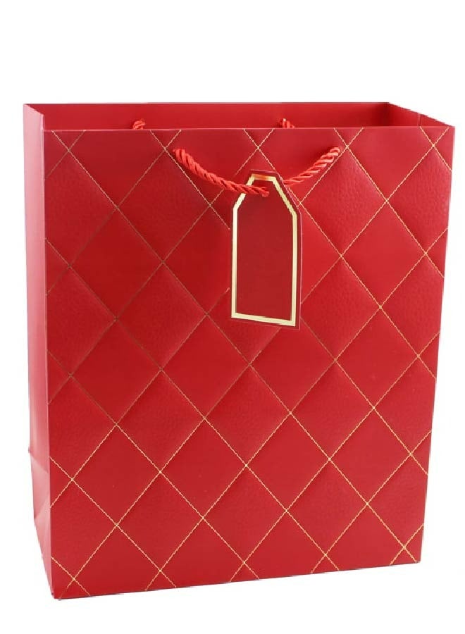 Luxury Red Paper Gift Bag – Large Size with Foil Design, Premium Quality Present Bag with Handles, Perfect for Birthday, Wedding, Anniversary & Special Occasions