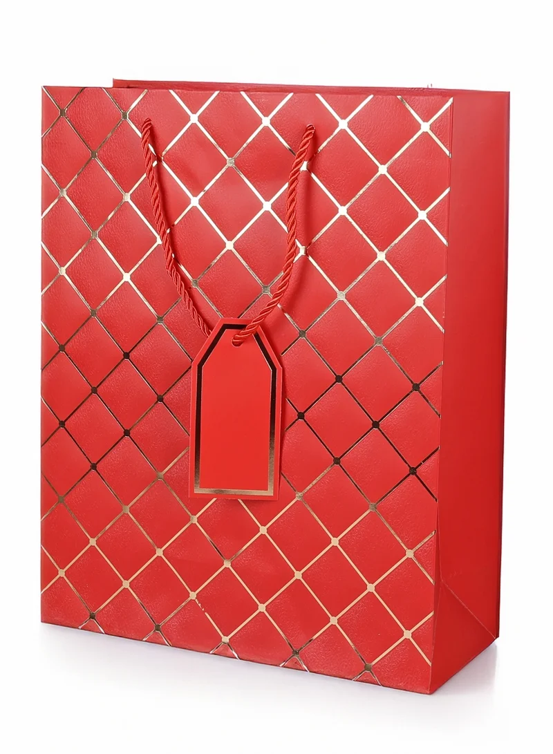 Share the Love Luxury Red Paper Gift Bag – Large Size with Foil Design, Premium Quality Present Bag with Handles, Perfect for Birthday, Wedding, Anniversary & Special Occasions