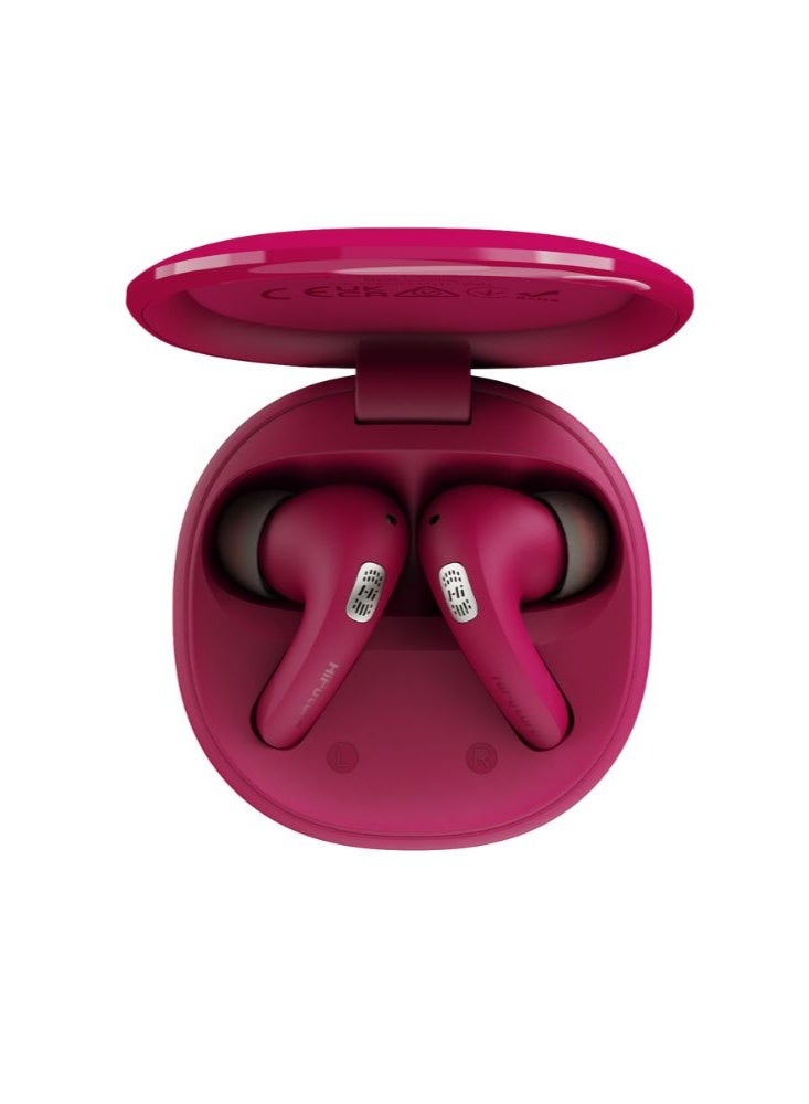 FlyBuds4 True Wireless Earbuds with 40dB Active Noise Cancellation, 30h Playtime, Bluetooth 5.3, 4-Mic ENC for Clear Calls, Fast Charging, IPX5 Waterproof, Ergonomic Fit, Pink