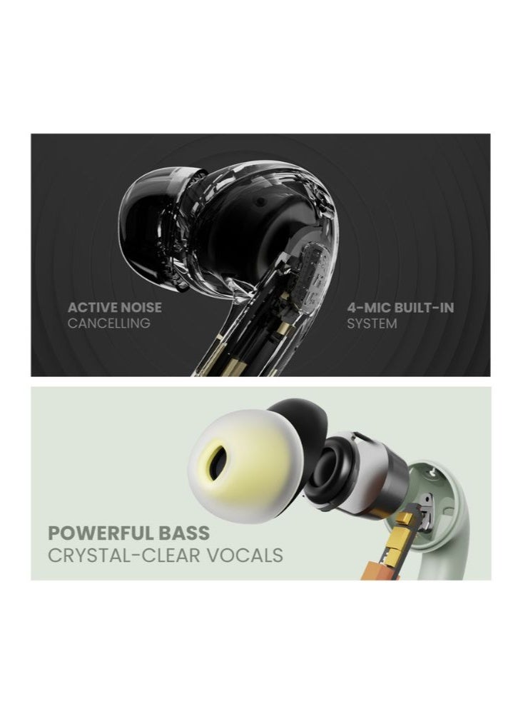 HiFuture FlyBuds4 True Wireless Earbuds with 40dB Active Noise Cancellation, 30h Playtime, Bluetooth 5.3, 4-Mic ENC for Clear Calls, Fast Charging, IPX5 Waterproof, Ergonomic Fit, Pink - Image 3