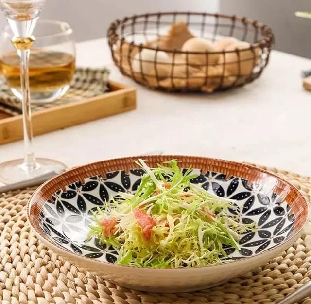 FLAVION Japanese Style Ceramic Dinnerware Set – 6-Piece Hand-Painted Bowls and Plates Gift Set | Microwave & Dishwasher Safe (Multi Pattern, Pack of 6) - Image 3