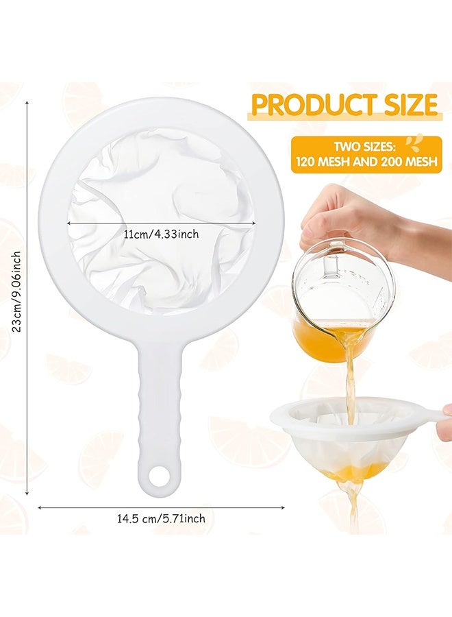 HY 2 Pieces Ultra Fine Mesh Strainer Nylon Food Juice Strainer Yogurt Mesh Sieve Plastic Mesh Colander with Handle Mini Brine Shrimp Separation Net for Kitchen(120/200 Mesh) - Image 2