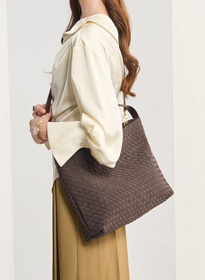 Rejolly Suede Tote Bag for Women Woven Hobo Handbag Slouchy Shoulder Purse Crossbody Designer Bag Suede Olive Green - Image 2