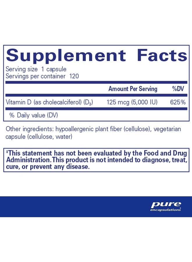 فيتامين د3 125 ميكروجرام، 5000 وحدة دولية، 120 كبسولة - Image 2