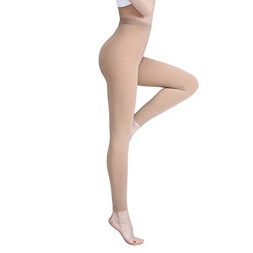AMZAM Plus Size 3XL Medical Compression Pantyhose for Women & Men, 20-30 mmHg Graduated Compression Leggings, Opaque Footless Waist High Compression Stockings for Edema, Varicose Veins, Flight, DVT, Beige - Image 4